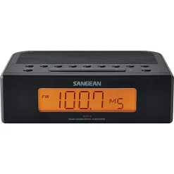 Sangean RCR-5BK AM/FM Digital Tuning Clock Radio, 2-1/4”H x 6-13/16”W x 5-5/8”D