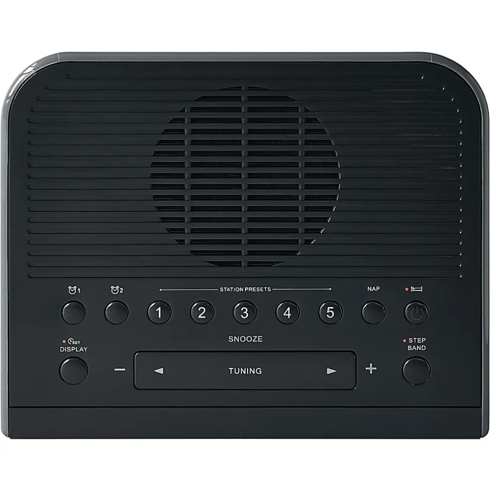 Sangean RCR-5BK AM/FM Digital Tuning Clock Radio, 2-1/4”H x 6-13/16”W x 5-5/8”D