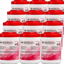Sani-Cloth Plus Germicidal Disposable Cloths, 6-3/4" x 6", 160 Cloths Per Container, Set Of 12 Containers