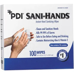 Sani Professional® PDI Sani-Hands Instant Hand Sanitizing Wipes, 1-Ply, 8 x 5, White, 1,000/Carton