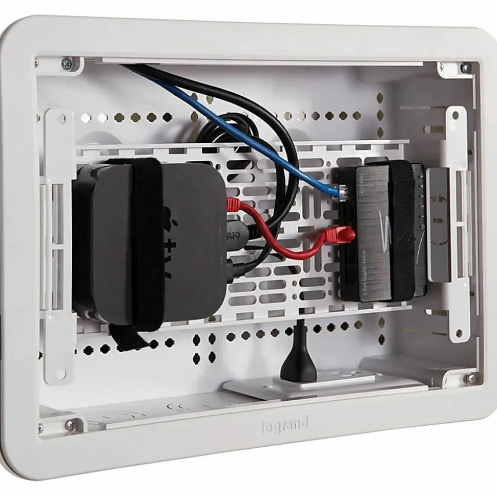 Sanus 17" In-Wall Cable Management TV Media Box - White - Wall Box - White - ABS Plastic