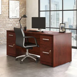 Sauder® Affirm Collection Executive Desk With Two 2-Drawer Mobile Pedestal Files, 72