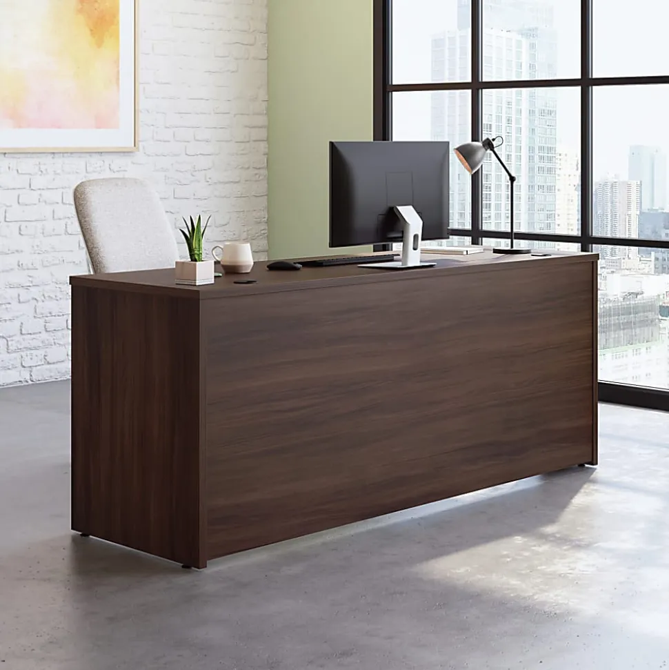 Sauder® Affirm Desk With 2-Drawer Locking Mobile Pedestal File, Noble Elm
