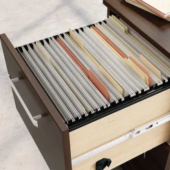 Sauder® Affirm Desk With 2-Drawer Locking Mobile Pedestal File, Noble Elm