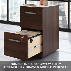 Sauder® Affirm Desk With 2-Drawer Locking Mobile Pedestal File, Noble Elm