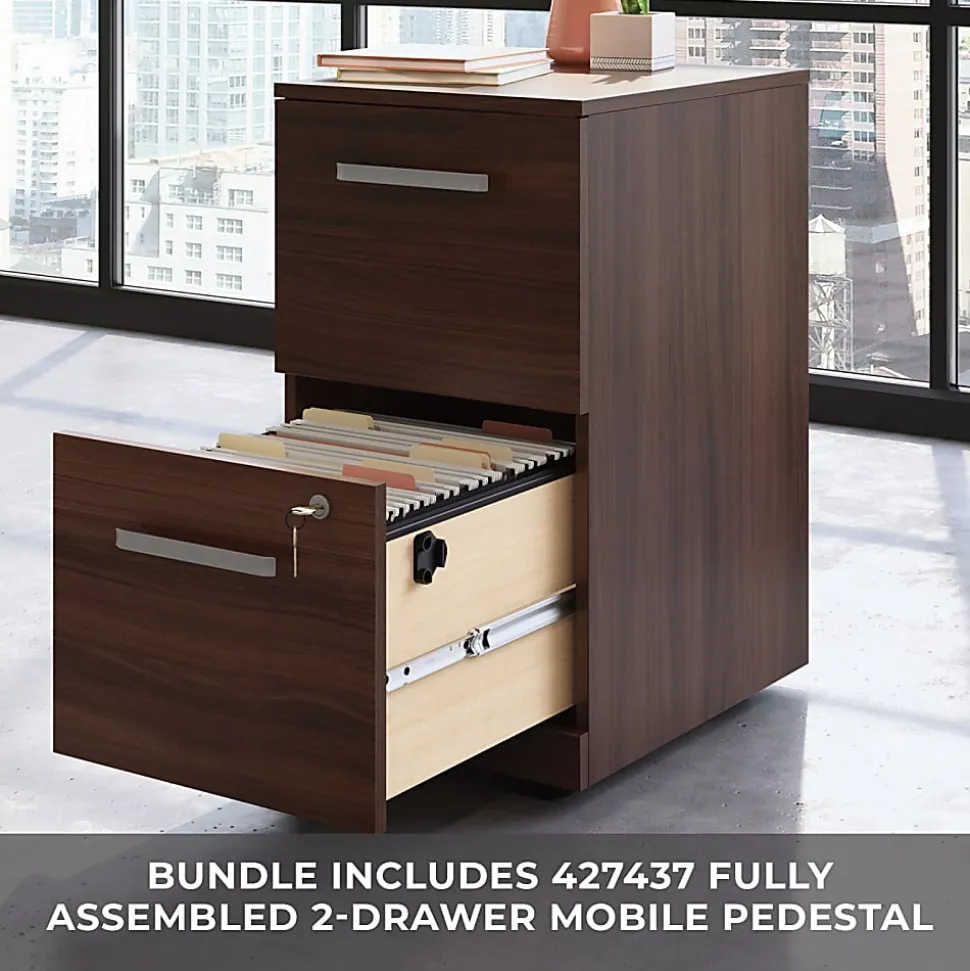 Sauder® Affirm Desk With 2-Drawer Locking Mobile Pedestal File, Noble Elm