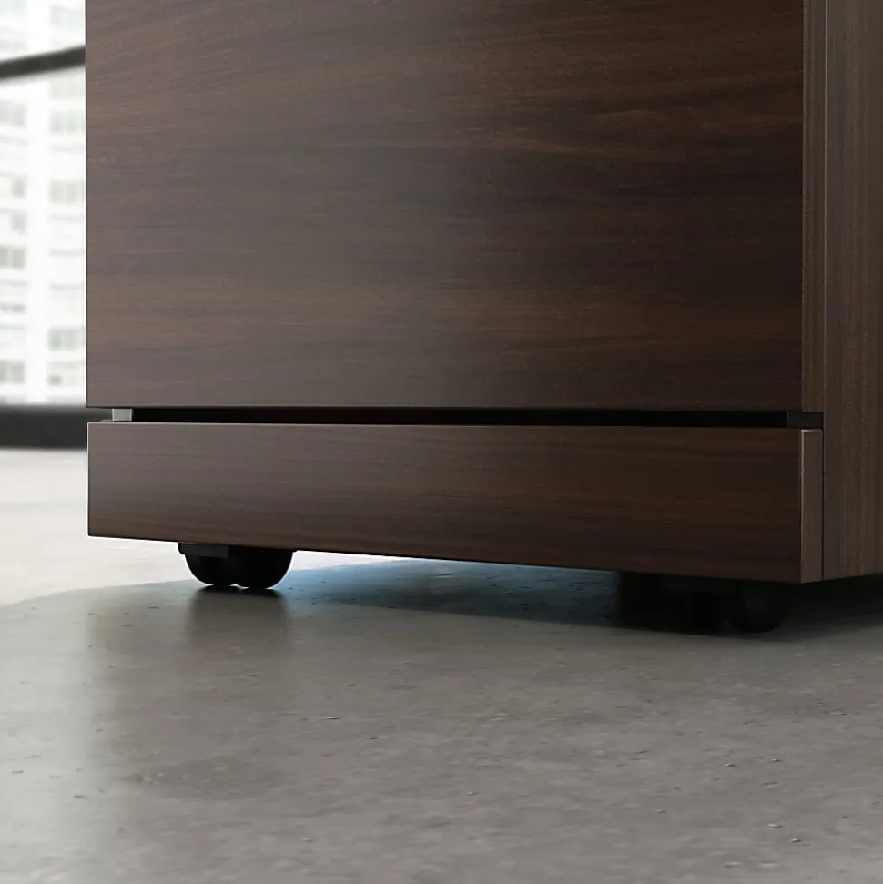 Sauder® Affirm Desk With 2-Drawer Locking Mobile Pedestal File, Noble Elm