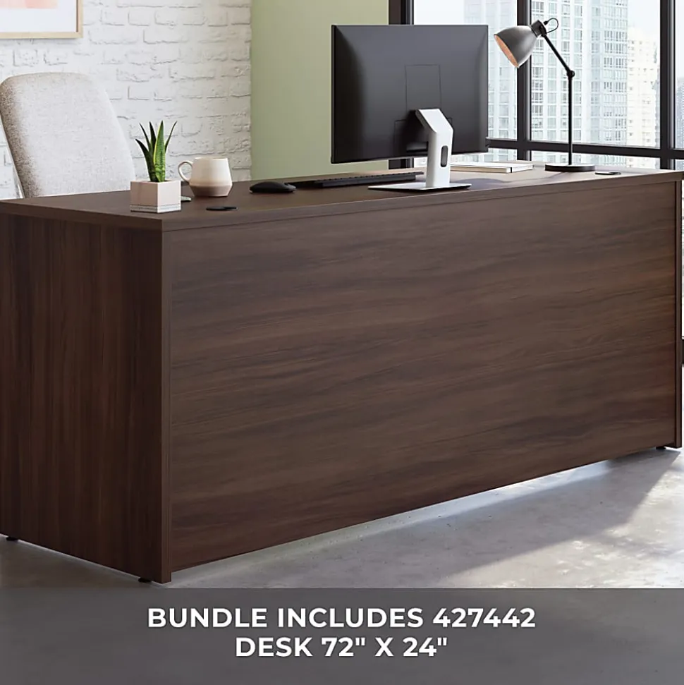 Sauder® Affirm Desk With 2-Drawer Locking Mobile Pedestal File, Noble Elm