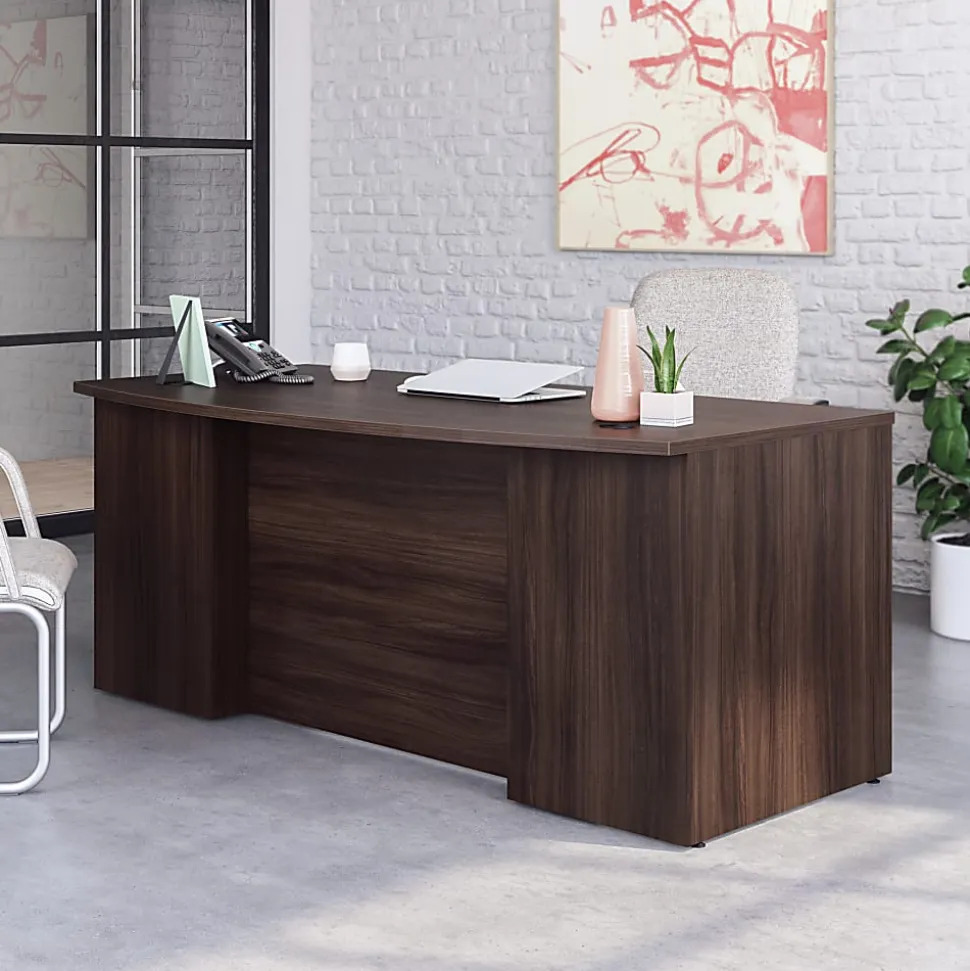 Sauder® Affirm 72"W Bowfront Desk With 2-Drawer Mobile Pedestal File, Noble Elm