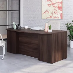 SauderĀ® Affirm 72"W Bowfront Desk With Two 2-Drawer Mobile Pedestal Files, 29-1/4āH x 72āW x 36āD, Noble Elm