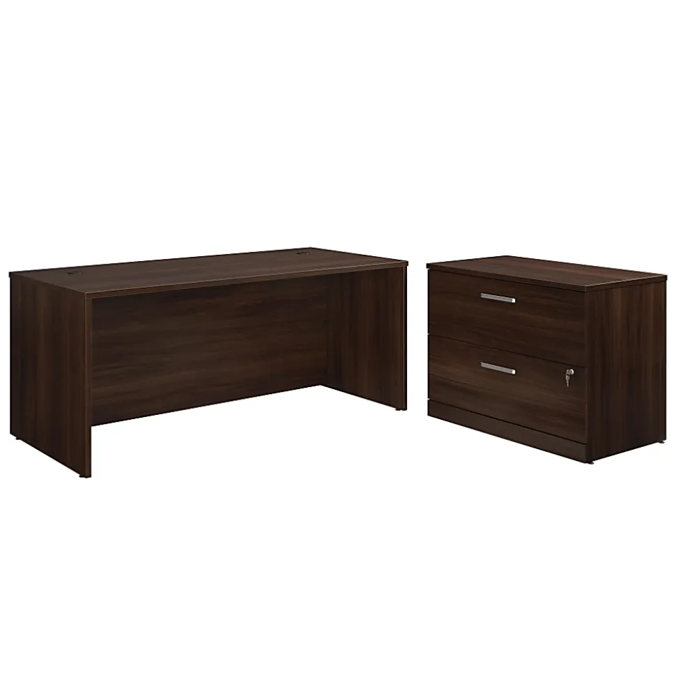 Sauder® Affirm 72"W Desk With 2-Drawer Locking Lateral File, 72" x 30", Noble Elm