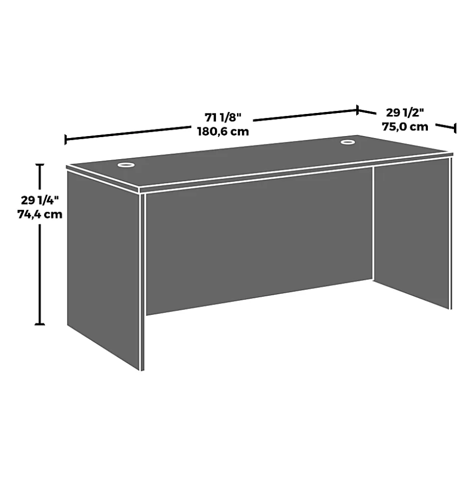 Sauder® Affirm 72"W Desk With 2-Drawer Locking Lateral File, 72" x 30", Noble Elm