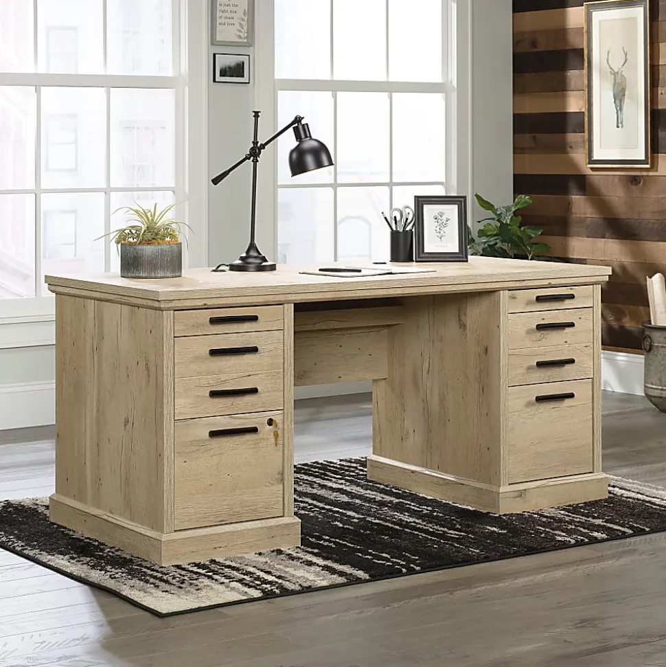 Sauder® Aspen Post 65"W Executive Computer Desk, Prime Oak