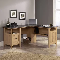 Sauder® August Hill 60"W L-Shaped Corner Desk, Dover Oak/Rosso Slate