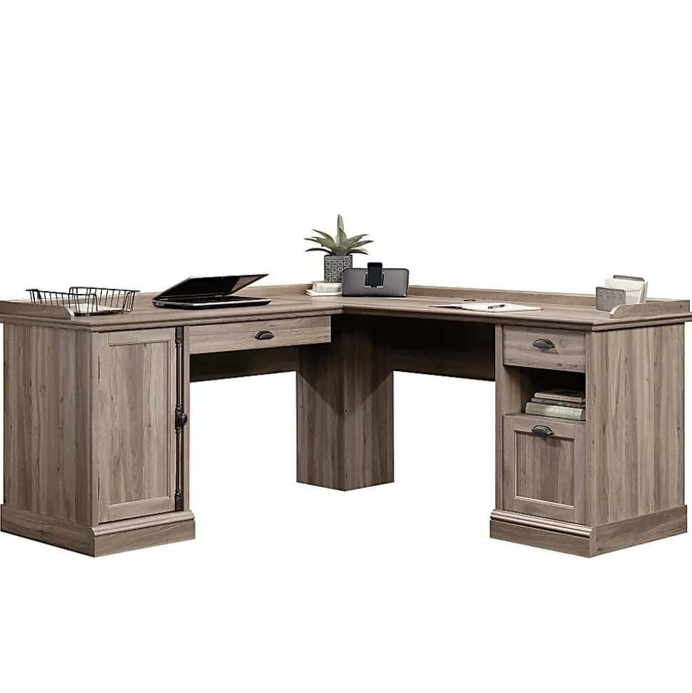 Sauder® Barrister Lane 69"W L-Shaped Computer Desk, Salt Oak