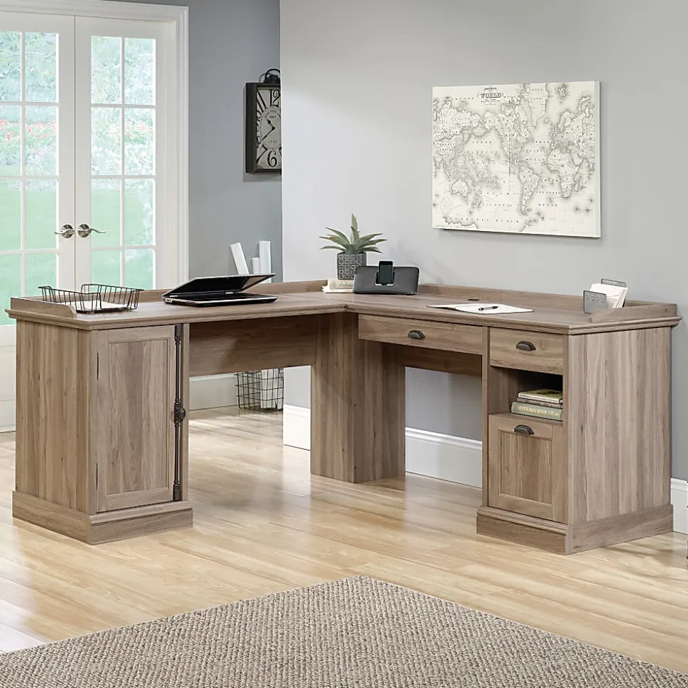 Sauder® Barrister Lane 69"W L-Shaped Computer Desk, Salt Oak