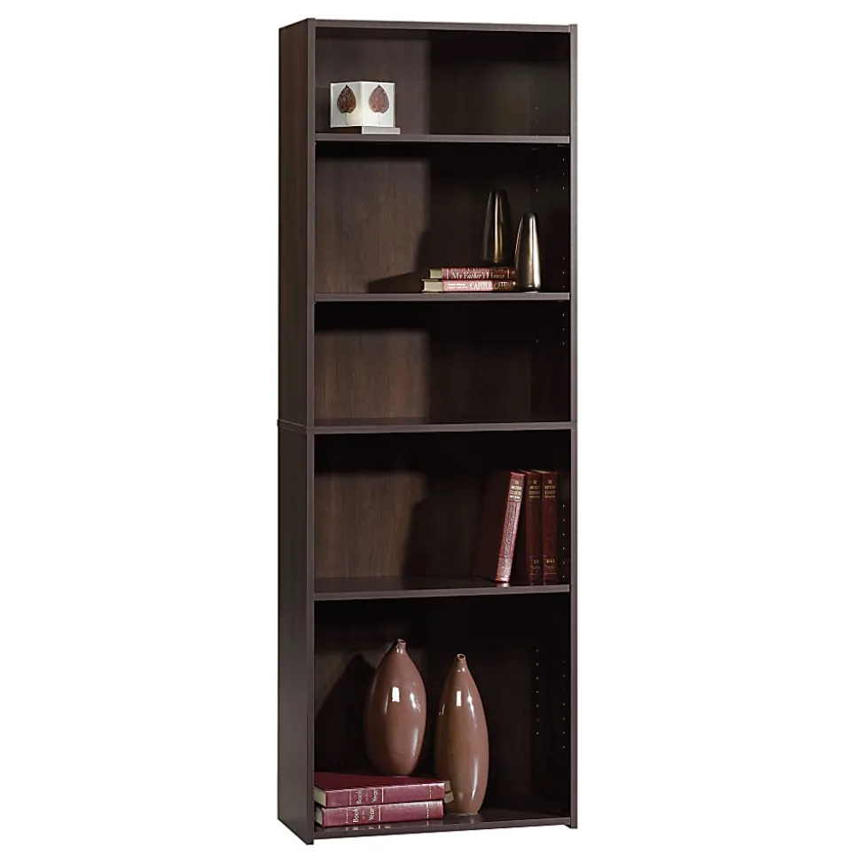 Sauder® Beginnings 71 3/16"H 5-Shelf Transitional Bookcase, Red/Dark Finish, Standard Delivery
