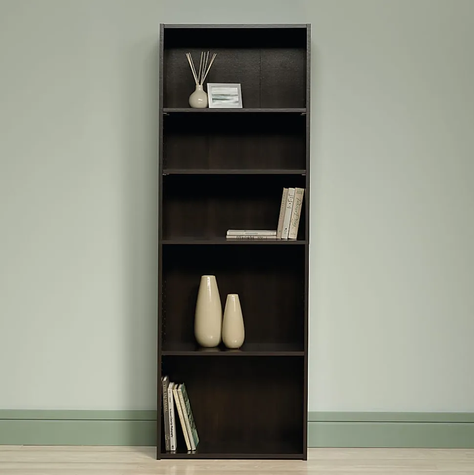 Sauder® Beginnings 71 3/16"H 5-Shelf Transitional Bookcase, Red/Dark Finish, Standard Delivery