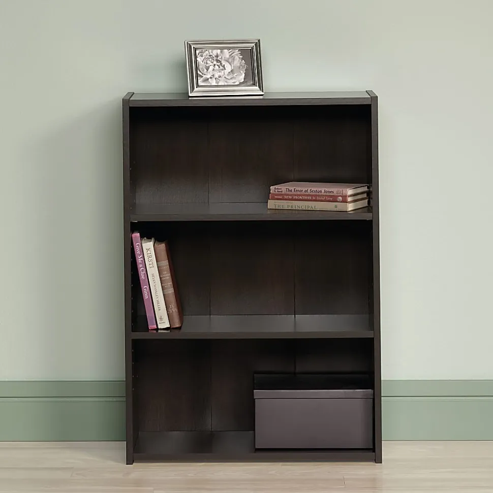 Sauder® Beginnings 35 5/16"H 3-Shelf Transitional Bookcase, Red/Dark Finish, Standard Delivery