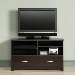 SauderĀ® Beginnings TV Stand For 46" TVs, 24-1/8"H x 41-5/8"W x 16-1/8"D, Cinnamon Cherry