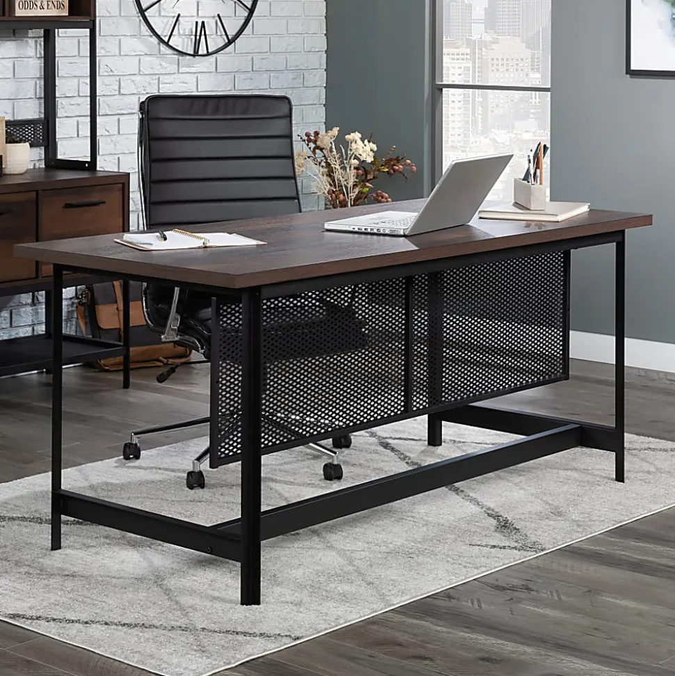Sauder® Briarbrook 66"W Table Style Computer Desk, Black/Barrel Oak