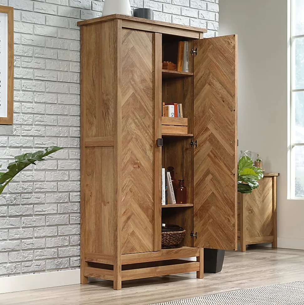 Sauder® Cannery Bridge Storage Cabinet, 72"H x 35-1/4"W x 16-1/4"D, Sindoori Mango
