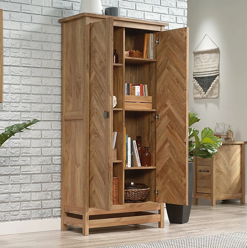 Sauder® Cannery Bridge Storage Cabinet, 72"H x 35-1/4"W x 16-1/4"D, Sindoori Mango