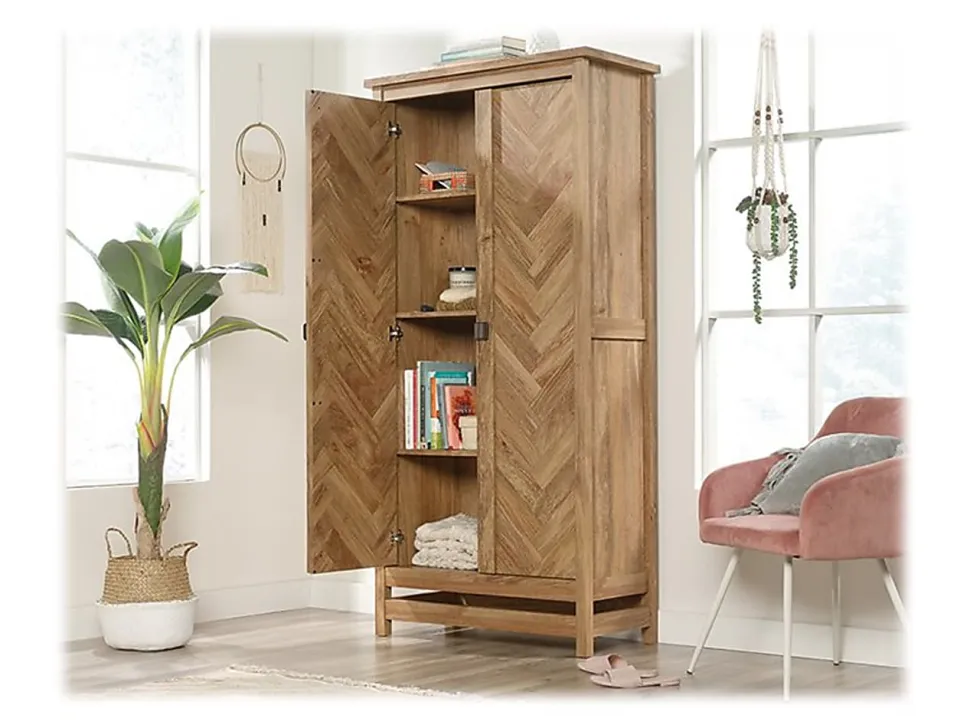 Sauder® Cannery Bridge Storage Cabinet, 72"H x 35-1/4"W x 16-1/4"D, Sindoori Mango