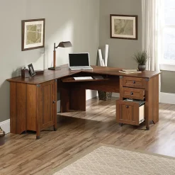 Sauder® Carson Forge 67"W "L"-Shaped Corner Desk, Washington Cherry
