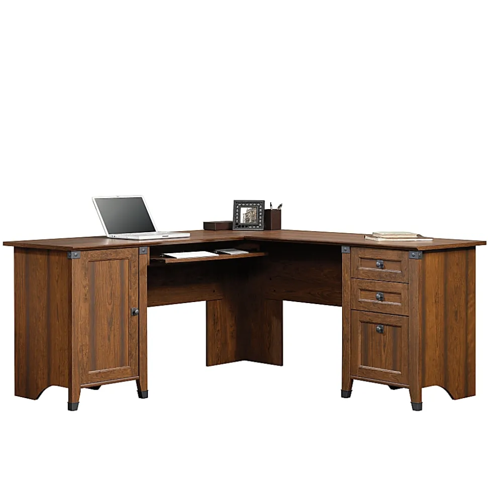Sauder® Carson Forge 67"W "L"-Shaped Corner Desk, Washington Cherry