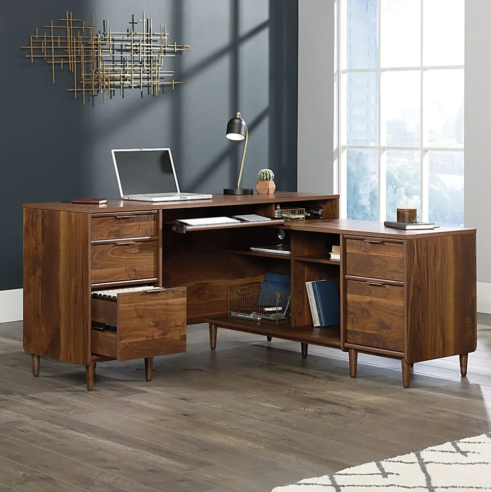 Sauder® Clifford Place 59"W L-Shaped Corner Desk, Grand Walnut