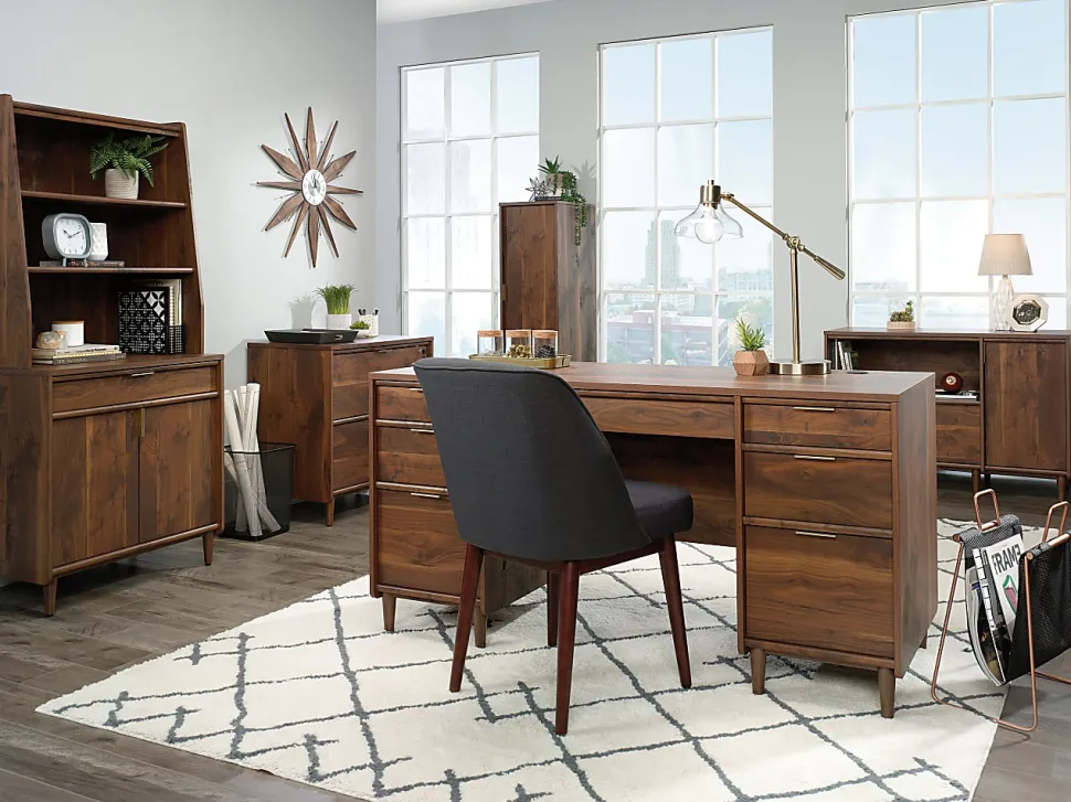 Sauder® Clifford Place 59"W Mid-Century Executive Computer Desk, Grand Walnut