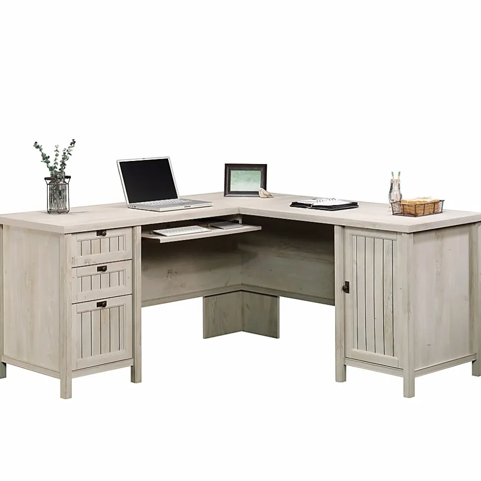 Sauder® Costa 65"W L-Shaped Corner Desk, Chalked Chestnut
