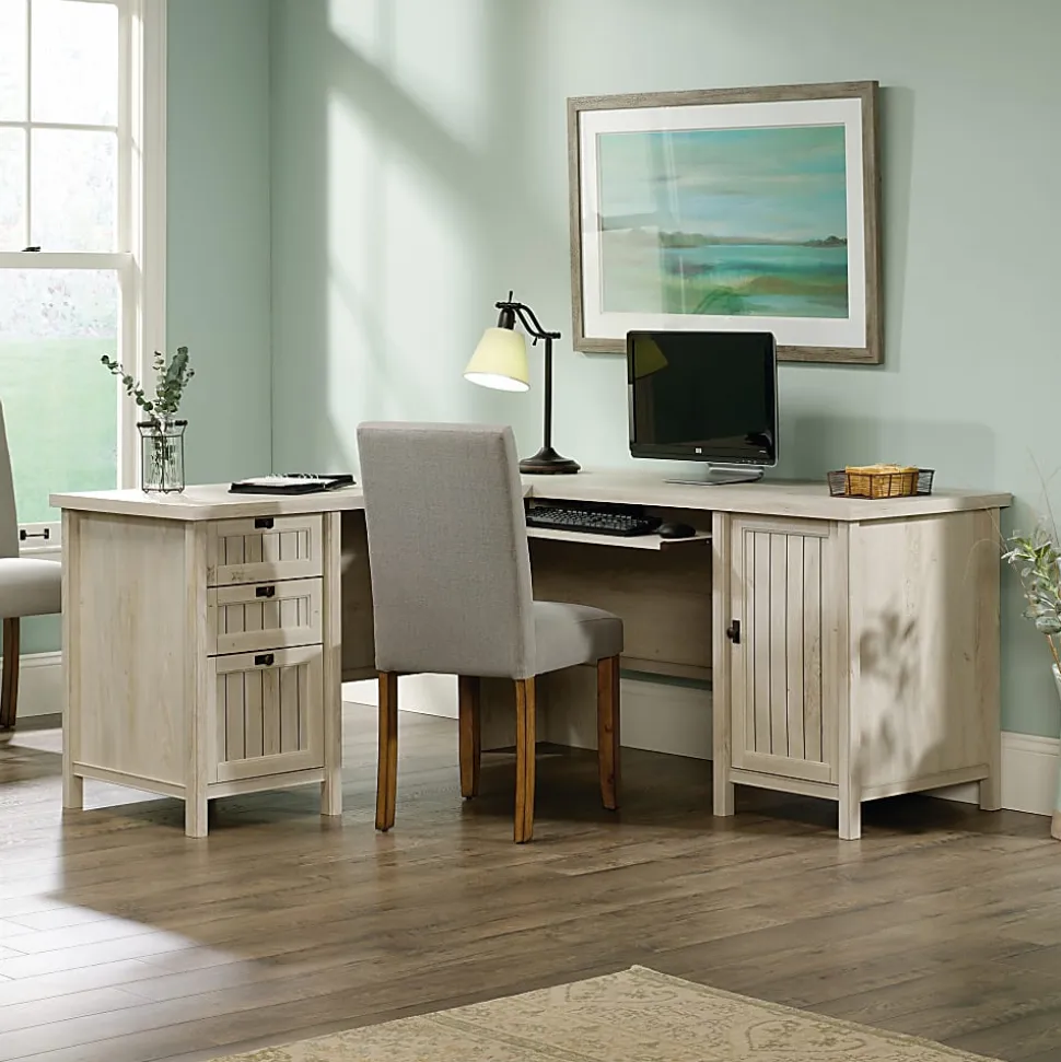 Sauder® Costa 65"W L-Shaped Corner Desk, Chalked Chestnut