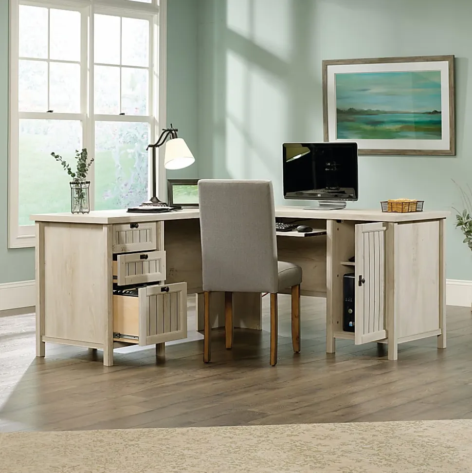 Sauder® Costa 65"W L-Shaped Corner Desk, Chalked Chestnut