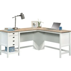 Sauder® Cottage Road 65"W L-Shaped Corner Desk, Soft White/Oak