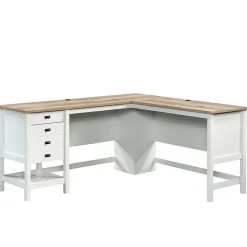 Sauder® Cottage Road 65"W L-Shaped Corner Desk, Soft White/Oak