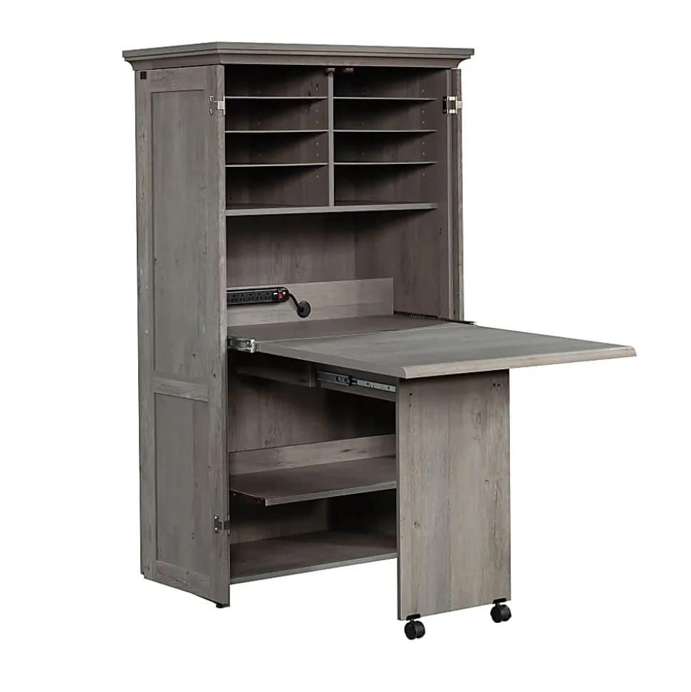 Sauder® Craft 36”W Storage Armoire And Stow Away Desk, Mystic Oak
