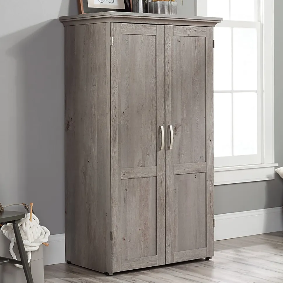 Sauder® Craft 36”W Storage Armoire And Stow Away Desk, Mystic Oak
