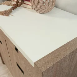 Sauder® Dixon City 33"W Computer Desk Cabinet With Storage, Brushed Oak™/Pebble White™