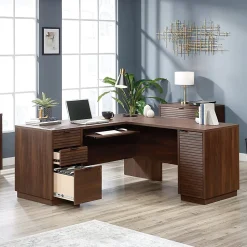 Sauder® Englewood 65"W L-Shaped Corner Desk, Spiced Mahogany