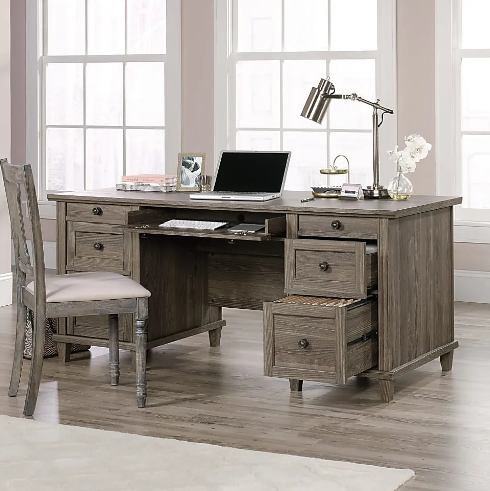 Sauder® Hammond 68"W Executive Computer Desk, Emery Oak
