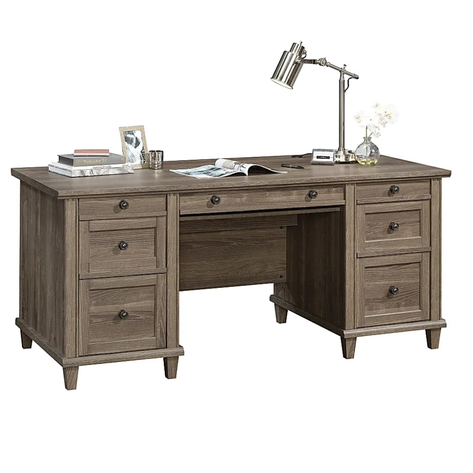 Sauder® Hammond 68"W Executive Computer Desk, Emery Oak