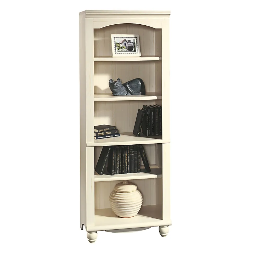 Sauder® Harbor View 73"H 5-Shelf Bookcase, Antiqued White