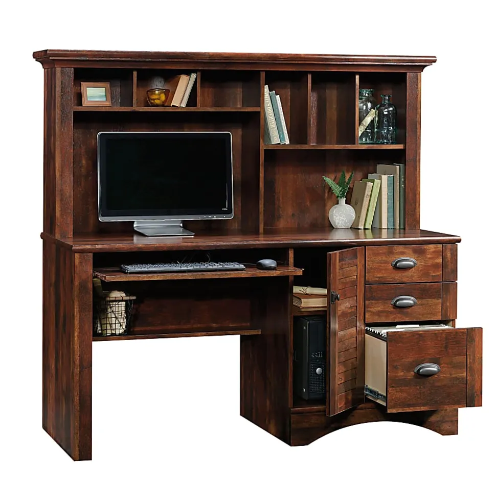 Sauder® Harbor View 63"W Computer Desk With Hutch, Curado Cherry