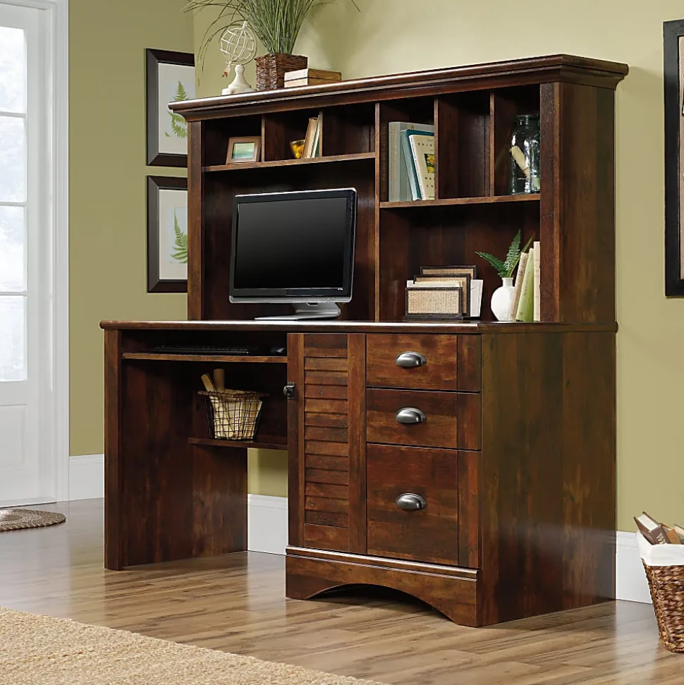 Sauder® Harbor View 63"W Computer Desk With Hutch, Curado Cherry