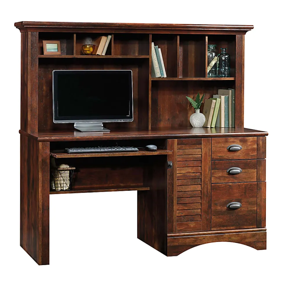 Sauder® Harbor View 63"W Computer Desk With Hutch, Curado Cherry