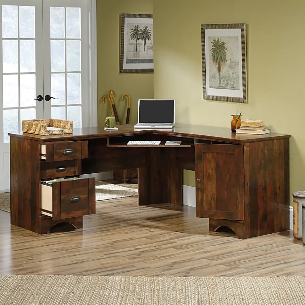 Sauder® Harbor View 67"W Corner Desk, Curado Cherry