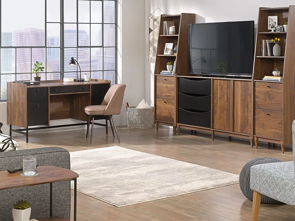 Sauder® Harvey Park 71"H Narrow 3-Shelf Bookcase With File, Grand Walnut