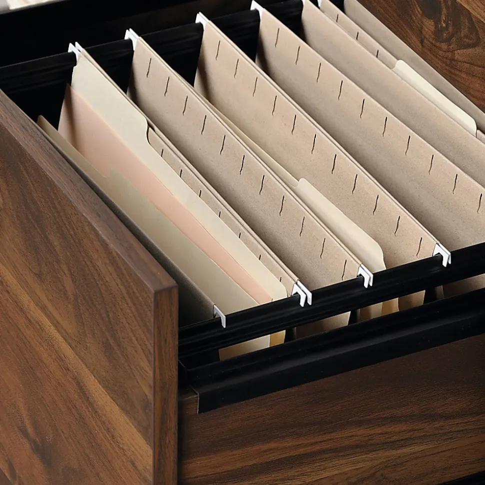 Sauder® Harvey Park 71"H Narrow 3-Shelf Bookcase With File, Grand Walnut